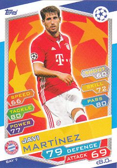 Javi Martinez Bayern Munchen 2016/17 Topps Match Attax CL #BAY07